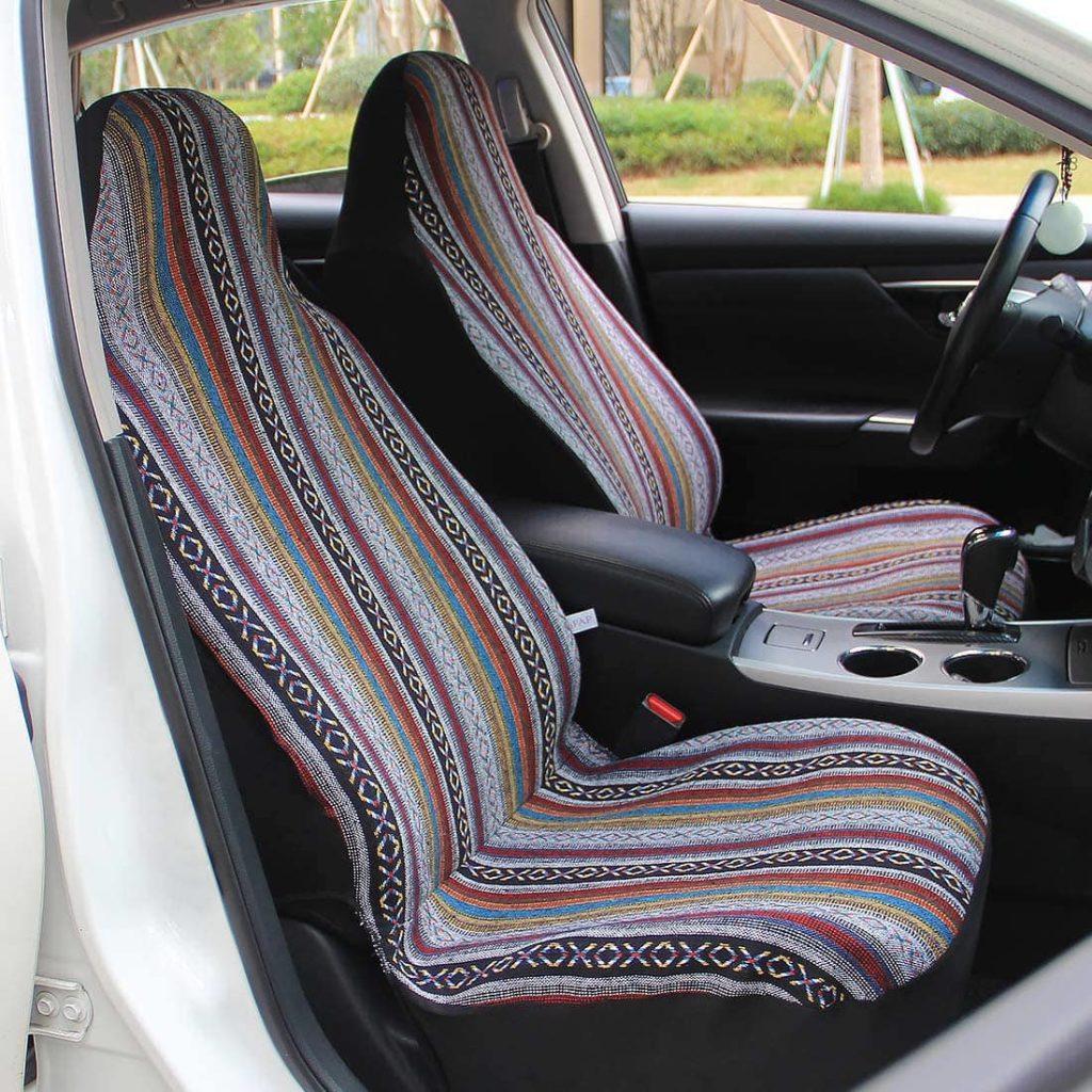 Copap 4pc Universal Stripe Colorful Baja Front Seat Cover